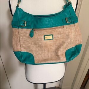 Tommy Hilfiger Turquoise and Beige Shoulder Bag